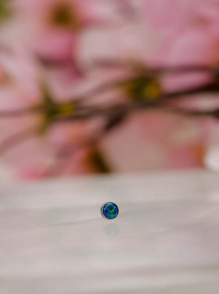 gorgeous blues and greens flat opal threadless end 