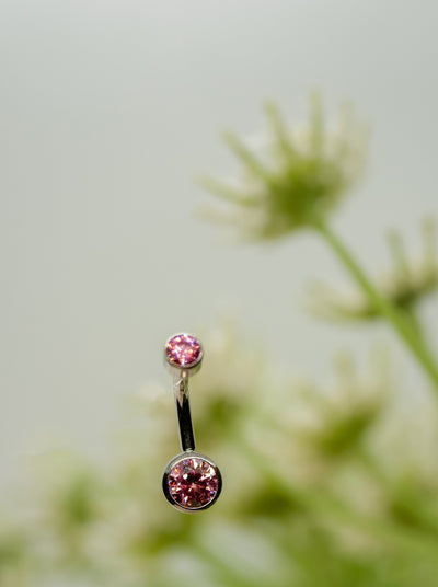 internally threaded pink navel belly button ring