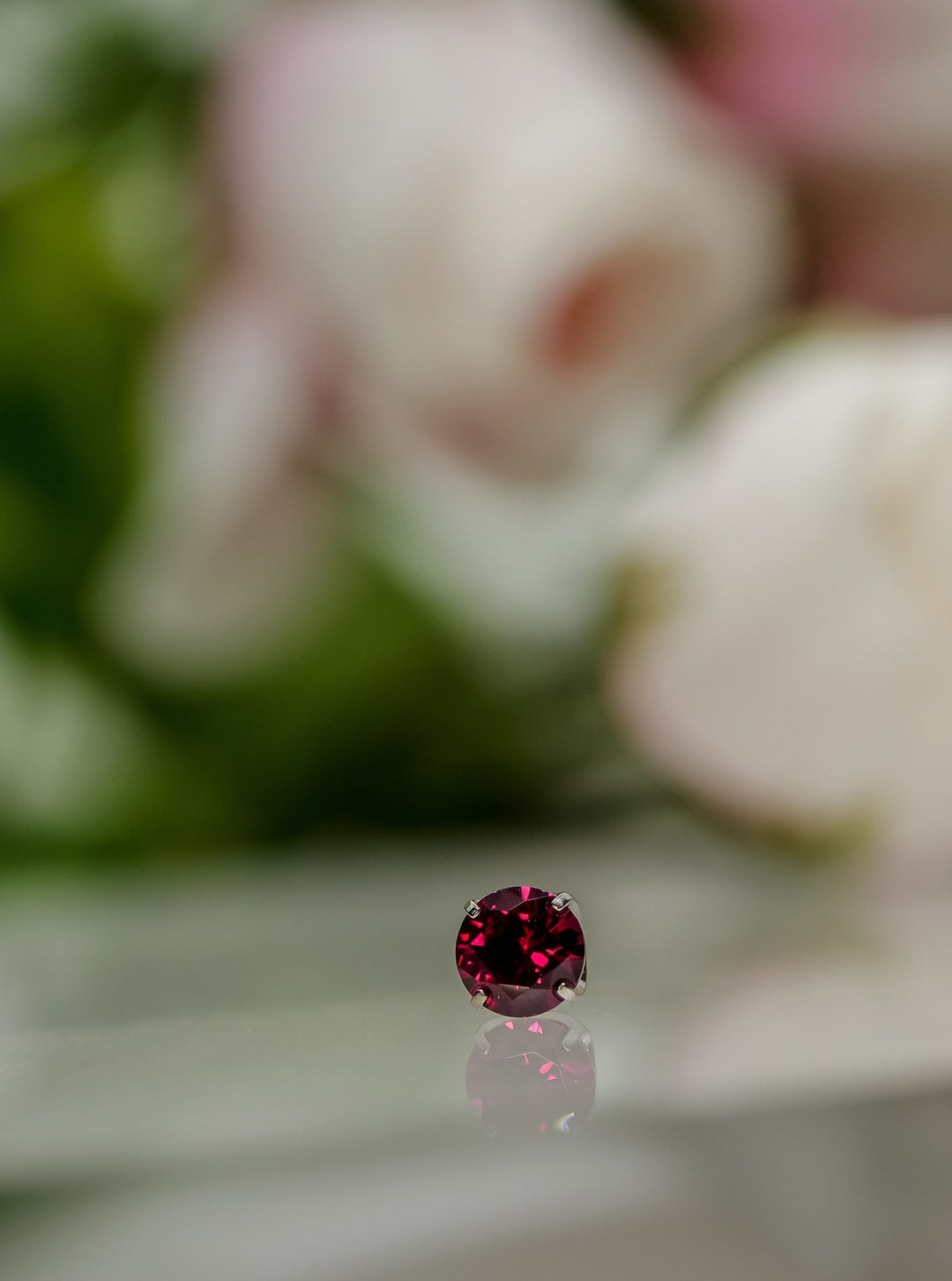 ruby red prong set cz gemstone 