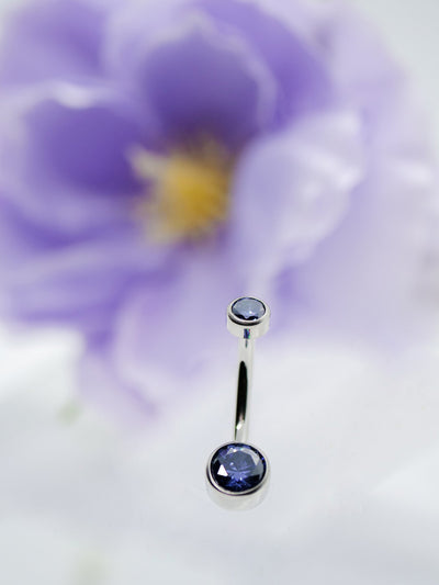 royal navy blue gem threadless navel ring